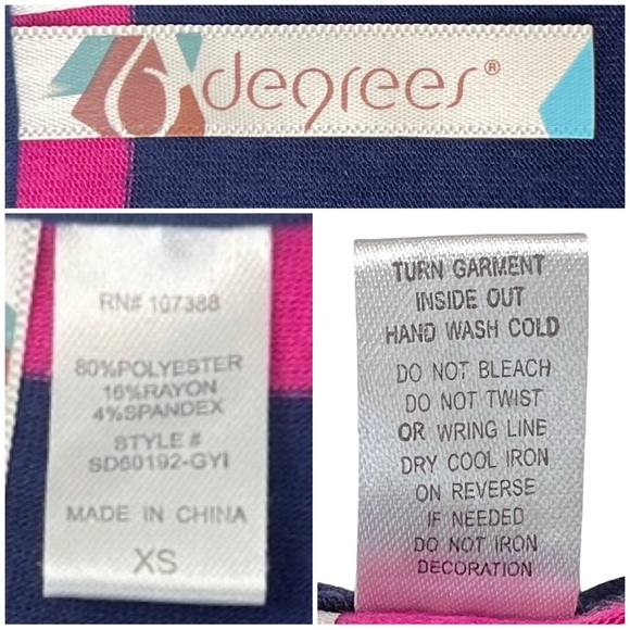 6 degrees Maxi Dress Stretchy Striped Racerback Fuchsia Hot Pink Navy Blue XS - Picture 4 of 11